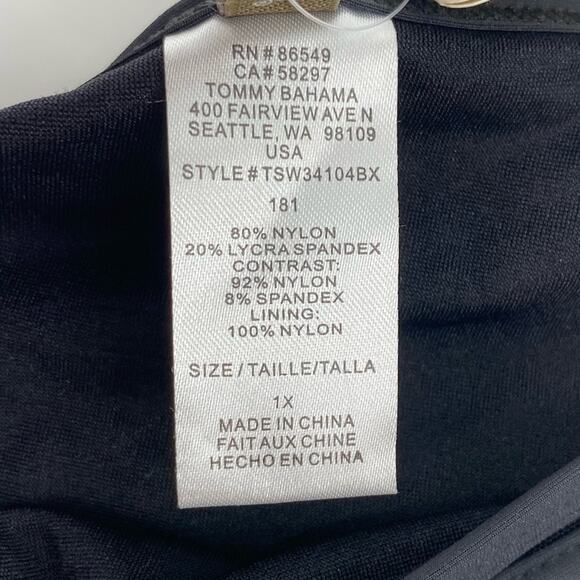 TOMMY BAHAMA NWT Black Mesh Inset Hipster Bikini Bottoms Full Coverage Size 1X - Picture 10 of 10